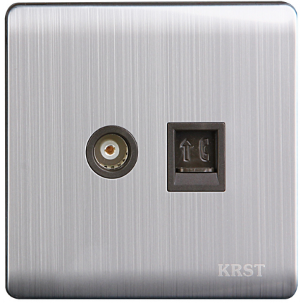 86型 暗裝 開(kāi)關(guān) 不銹鋼 墻壁開(kāi)關(guān)插座 電視+網(wǎng)線插座