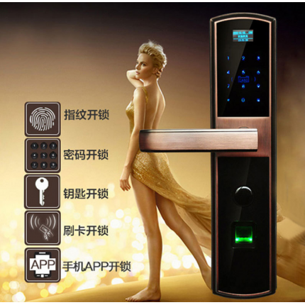 指紋鎖手機(jī)APP密碼鎖刷卡智能家庭公寓學(xué)校電子門鎖