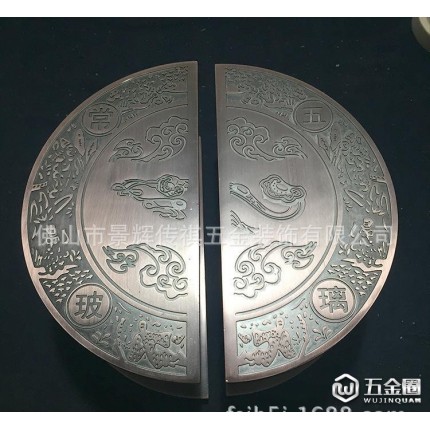 中式仿古半圓形大拉手 有無框玻璃移門拉手 木門仿古大門把手