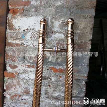 實木門歐式古銅拉手  玻璃門4MM實心扁拉絲不銹鋼大門拉手