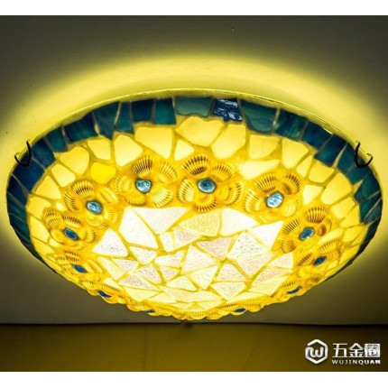 地中海吸頂燈臥室陽(yáng)臺(tái)玻璃貝殼燈飾 新款直銷led室內(nèi)燈具