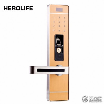 HEROLIFE(華睿)HR-8501華睿指紋鎖家用防盜門鎖智能門鎖電子門鎖密碼鎖 安全門鎖 室內(nèi) 8501金色