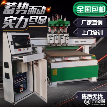 包郵上門培訓 濟南耐銳1325四工序數(shù)控板式家具開料機 門窗櫥柜木門免漆門 廣告牌工藝品雕刻機 板材打孔開料拉槽一鍵完成