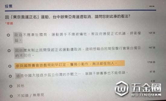 臺(tái)灣《聯(lián)合報(bào)》發(fā)布的投票中，近90%的人認(rèn)為是民進(jìn)黨搞小動(dòng)作破壞規(guī)則，導(dǎo)致臺(tái)灣失去東亞青運(yùn)會(huì)